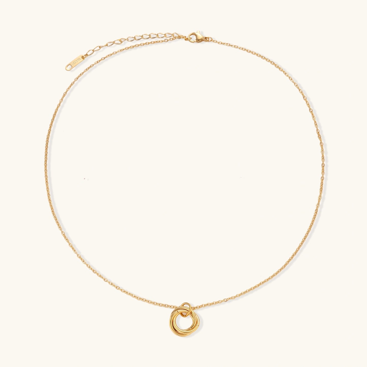 18K Gold Interlocking Circles Necklace – Three Ring Pendant Necklace
