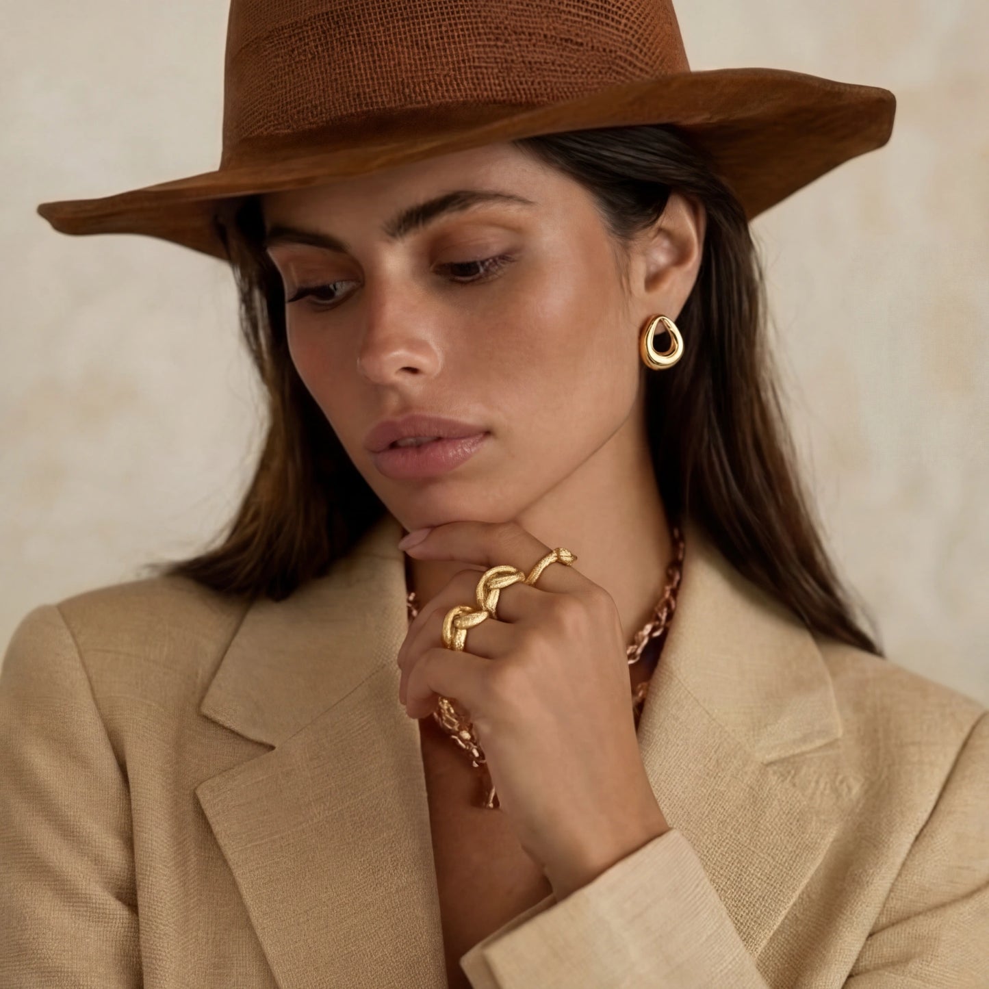 18K Gold Loop Stud Earrings – Sculptural Open Circle Studs
