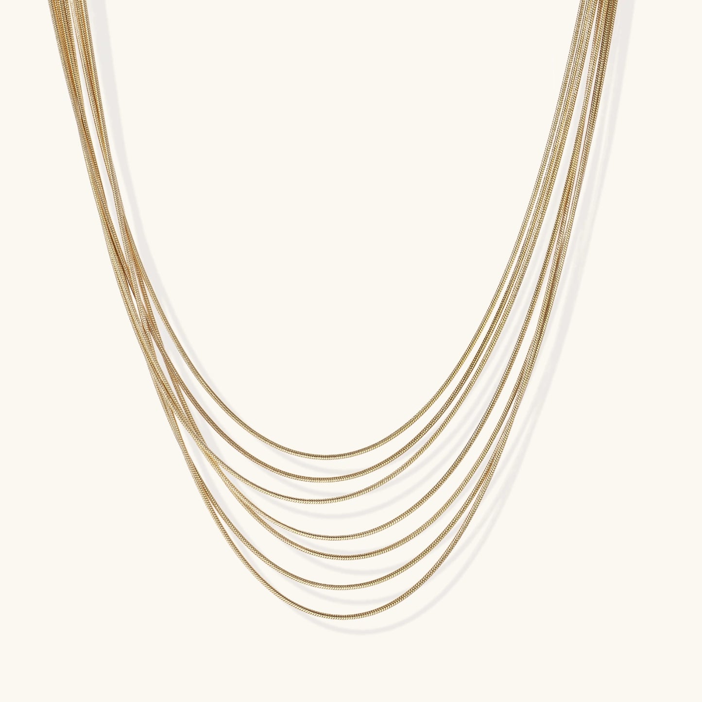 14K Gold Multi-Strand Snake Chain Necklace – Layered Choker Set
