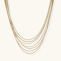 14K Gold Multi-Strand Snake Chain Necklace – Layered Choker Set