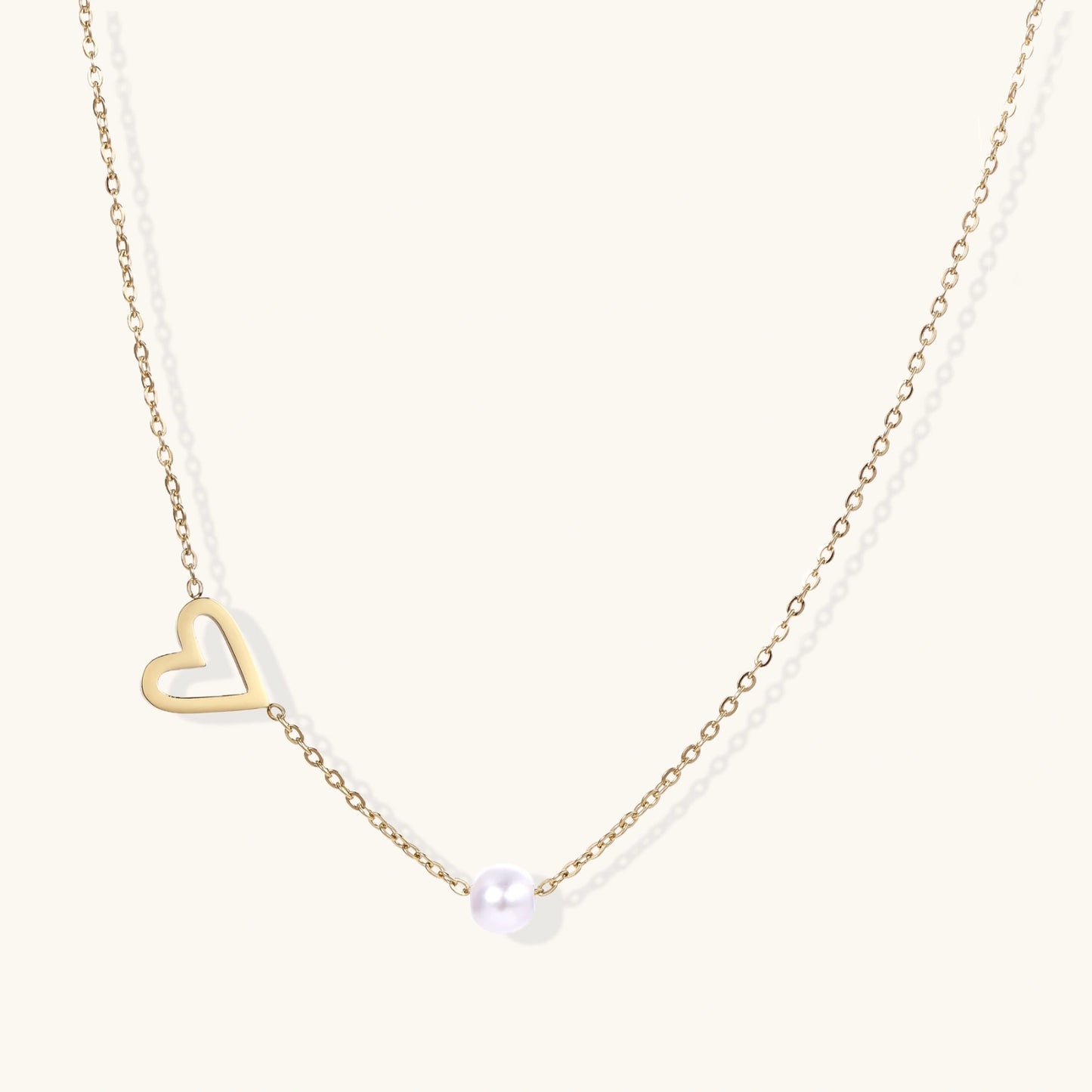 14K Gold Pearl and Heart Necklace – Sideways Heart Charm Necklace