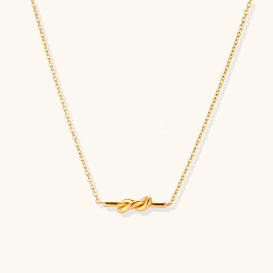 18K Gold Knot Pendant Necklace – Minimalist Gold Knot Necklace