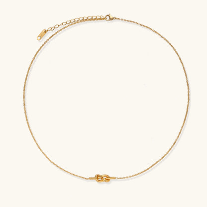 18K Gold Knot Pendant Necklace – Minimalist Gold Knot Necklace