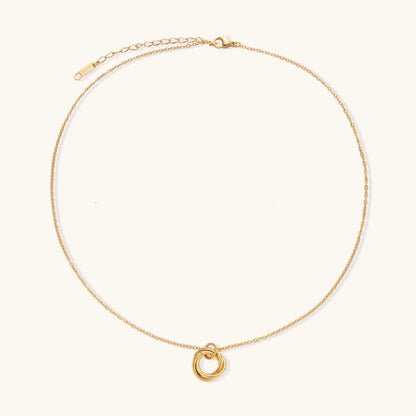 18K Gold Interlocking Circles Necklace – Three Ring Pendant Necklace
