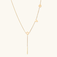 18K Gold LOVE Lariat Necklace – Letter Charm Lariat Gold Chain