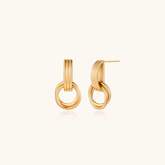 18K Gold Linked Drop Earrings – Interlocked Hoop Drops