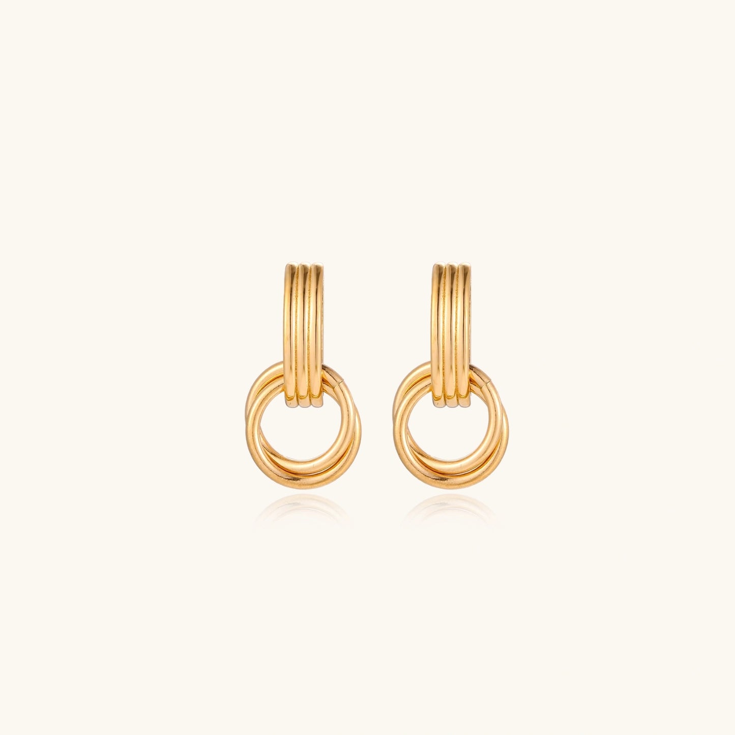 18K Gold Linked Drop Earrings – Interlocked Hoop Drops