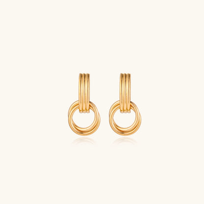 18K Gold Linked Drop Earrings – Interlocked Hoop Drops