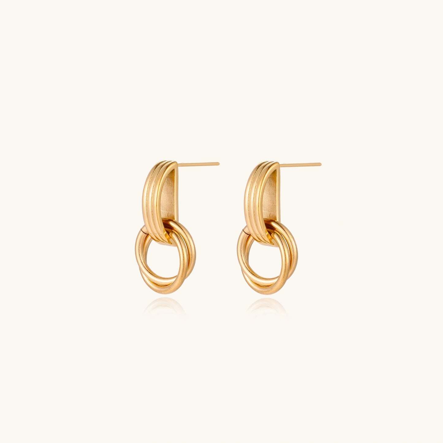 18K Gold Linked Drop Earrings – Interlocked Hoop Drops