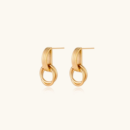 18K Gold Linked Drop Earrings – Interlocked Hoop Drops