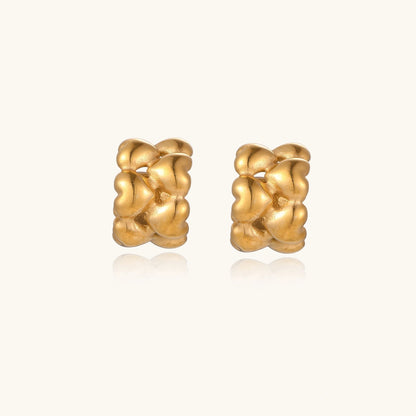 14K Gold Cluster Hoop Earrings – Stacked Sculptural Hoops