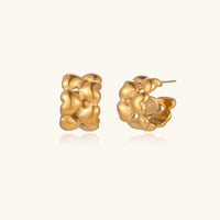 14K Gold Cluster Hoop Earrings – Stacked Sculptural Hoops