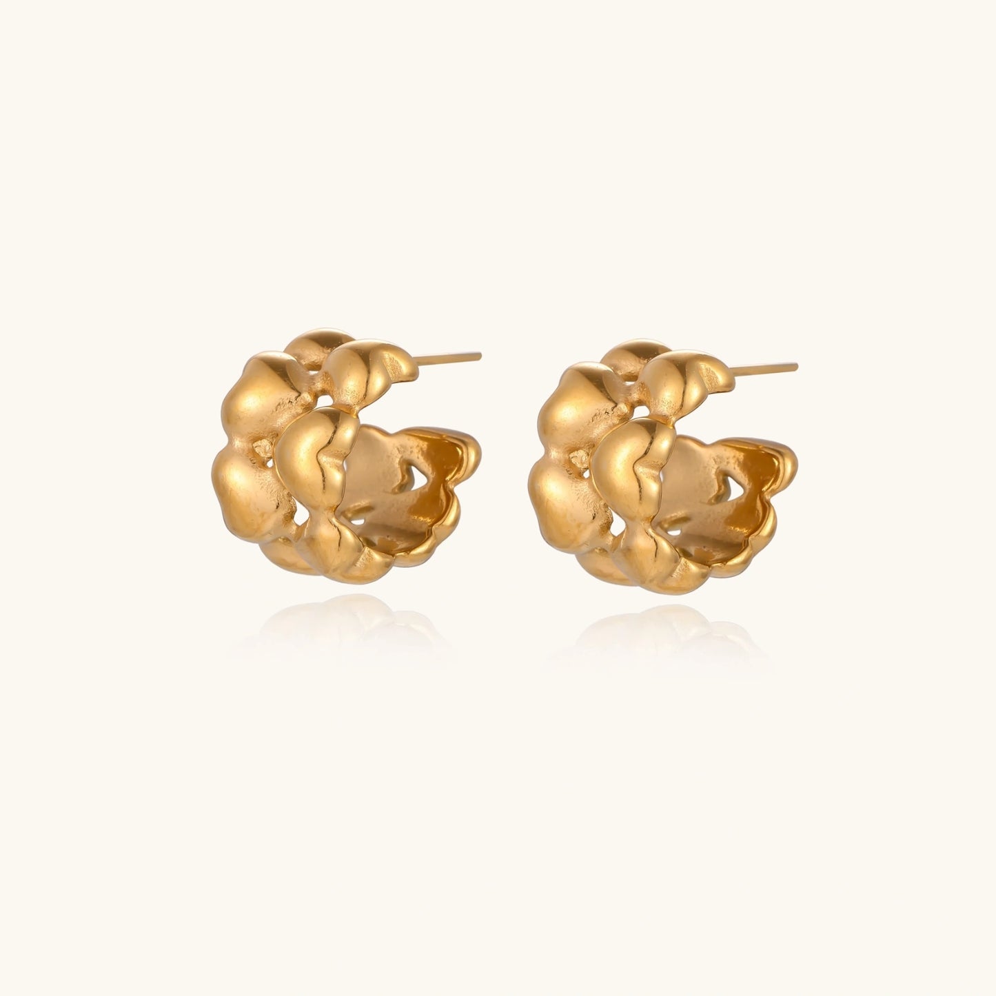 14K Gold Cluster Hoop Earrings – Stacked Sculptural Hoops