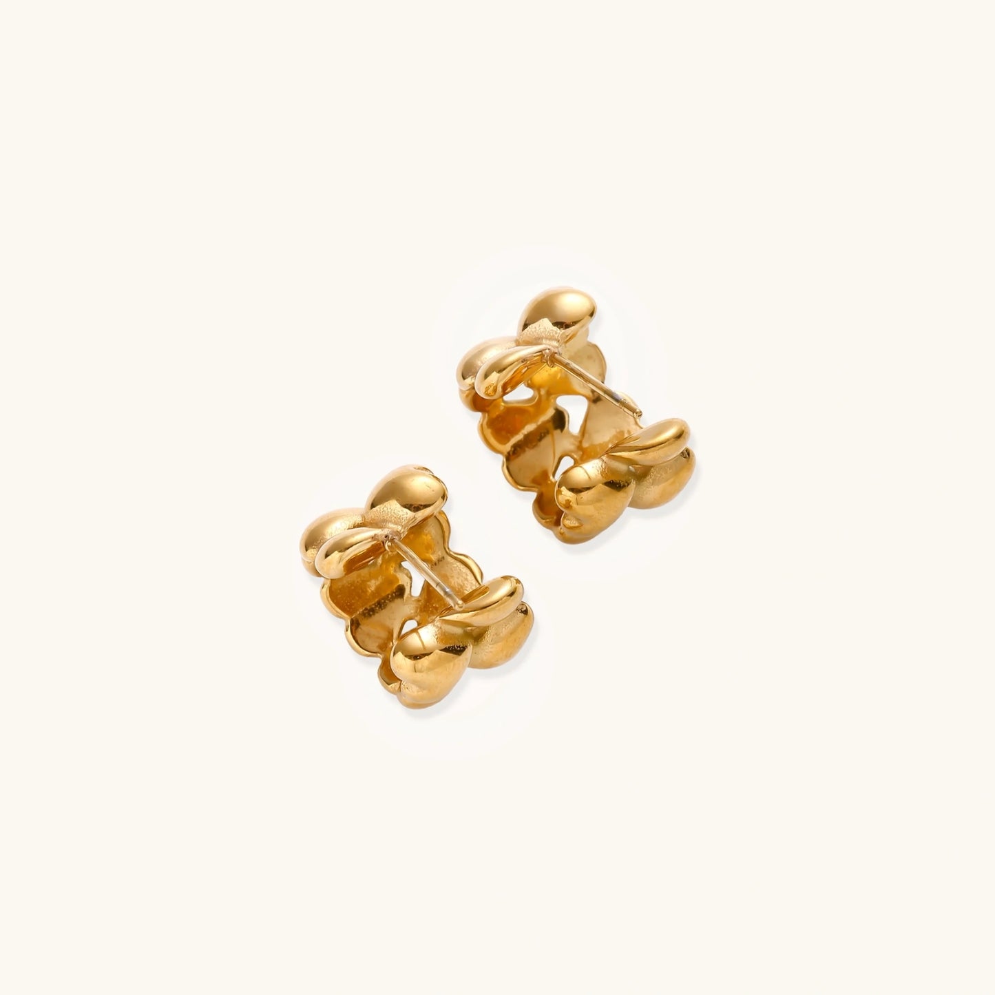 14K Gold Cluster Hoop Earrings – Stacked Sculptural Hoops