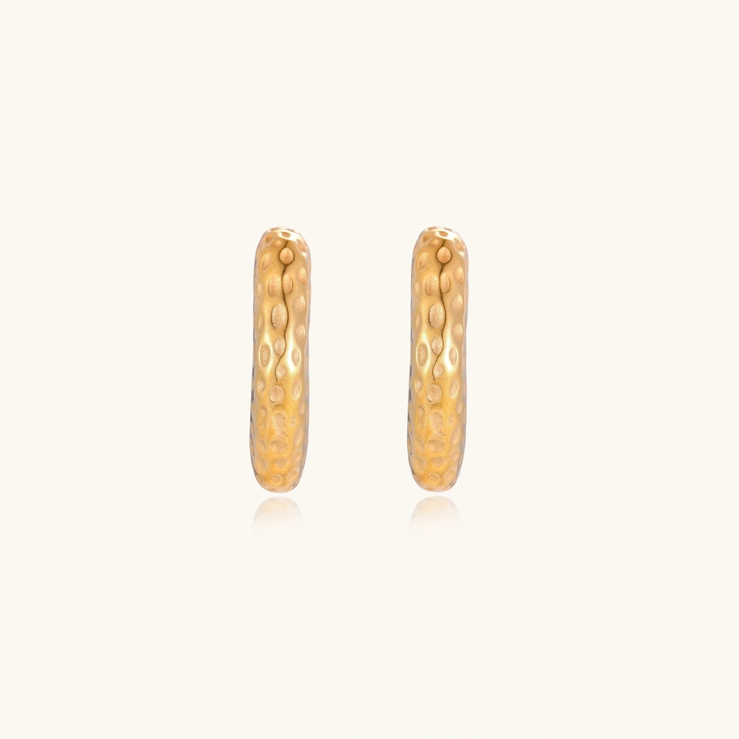 14K Gold Hammered Hoop Earrings – Textured Half Hoops