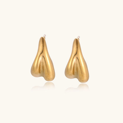 14K Gold Teardrop Stud Earrings – Smooth Sculptural Drop Studs
