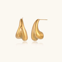 14K Gold Teardrop Stud Earrings – Smooth Sculptural Drop Studs