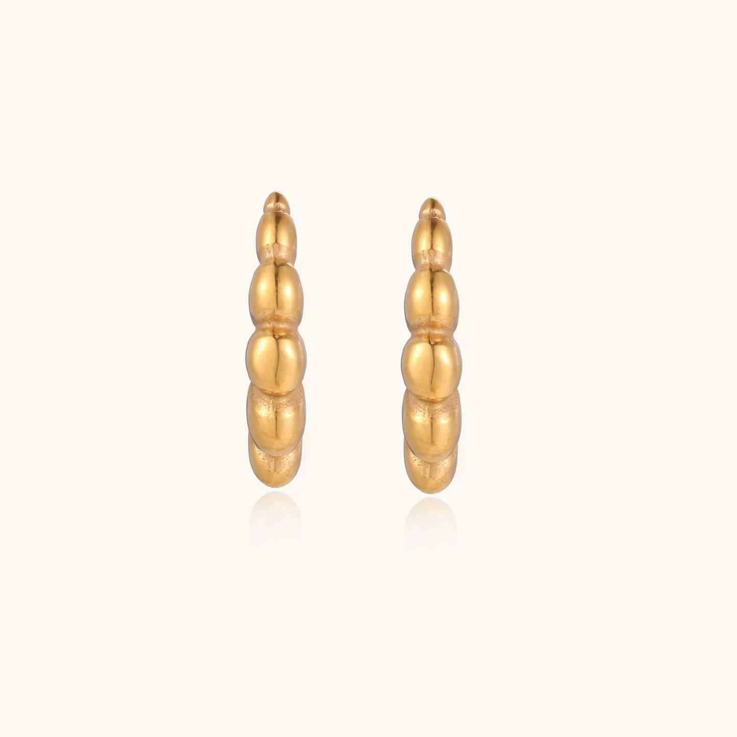 14K Gold Croissant Hoop Earrings – Ribbed Half Hoops
