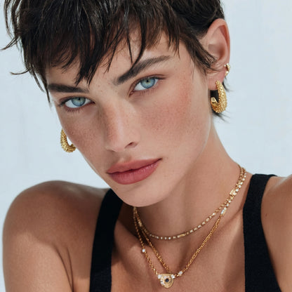 14K Gold Beaded Drop Hoop Earrings – Long J-Hoop Earrings