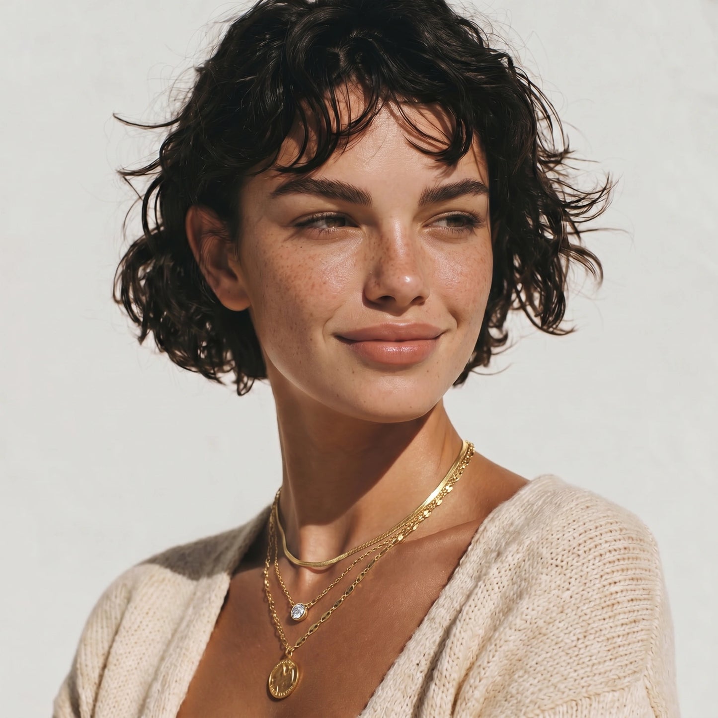 14K Gold Layered Snake Chain Necklace – Crystal Station Necklace